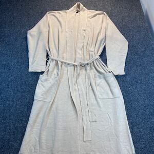 Vintage Virginia Slims V Wear Cream Long Robe Womens Large XL Cozy Chic Shawl